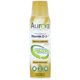 Aurora Nutrascience, Micro-Liposomal Vitamin D3+, микро-липосомальный витамин D3+, органический фруктовый вкус, 3000 МЕ, 160 мл (5,4 жидк. унции)