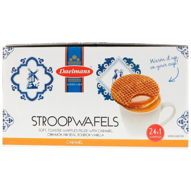 Daelmans, Стропвафли, карамель, 24 шт., 1,38 унции (39 г) каждая