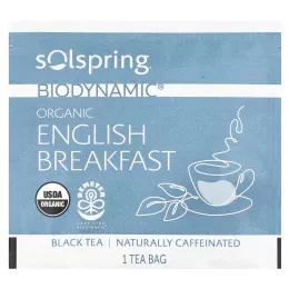 Dr. Mercola, Solspring®, Biodynamic®, органический черный чай, английский завтрак, 18 чайных пакетиков, 36 г (1,27 унции)