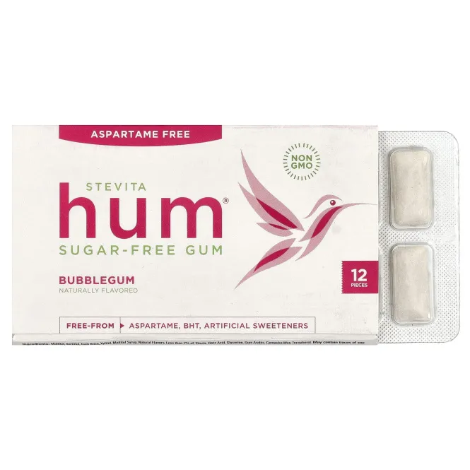 Stevita Naturals, Hum®, жевательная резинка без сахара, со вкусом жевательной резинки, 12 шт.