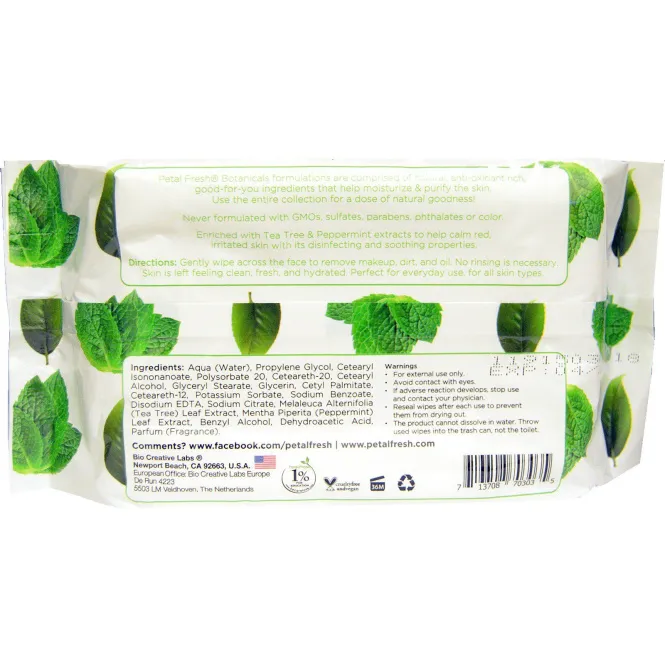 Petal Fresh, Clarifying Facial Wipes, Tea Tree & Peppermint, 60 Count