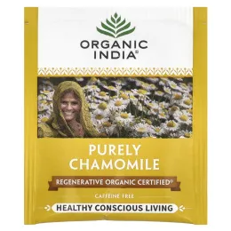 Organic India, чай с ромашкой, без кофеина, 18 пакетиков для заваривания, 28,8 г (1,02 унции)