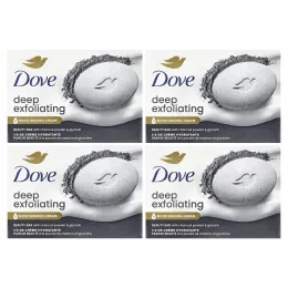 Dove, отшелушивающее мыло для глубокого отшелушивания с угольной пудрой и глицерином, 4 шт. по 106 г (3,75 унции)