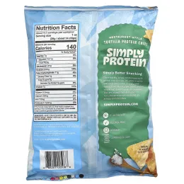 Simply Protein, ресторанные протеиновые чипсы из тортильи, с морской солью, 130 г (4,58 унции)