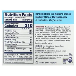 Yes Bar, Snack Bar, шоколад с макадамией, 6 батончиков по 40 г (1,4 унции)