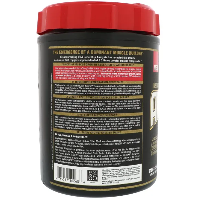 ALLMAX Nutrition, AMINOCORE, BCAA, 8G BCAAs, 100% Pure 45:30:25 Ratio, Gluten Free, Fruit Punch Blast, 2.57 lbs. (1166 g)