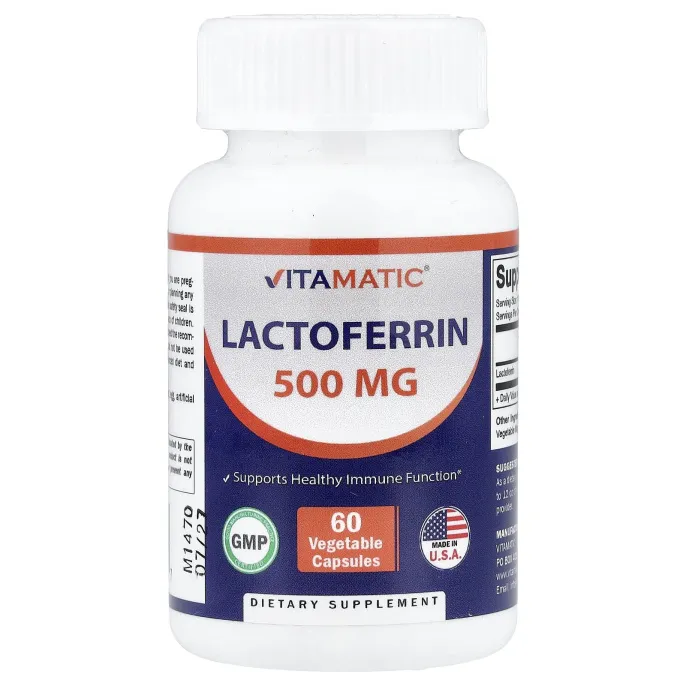 Vitamatic, лактоферрин, 500 мг, 60 растительных капсул