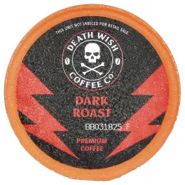 Death Wish Coffee, Порционные кофейные капсулы, темная обжарка, 10 капсул, по 12,5 г (0,44 унции)