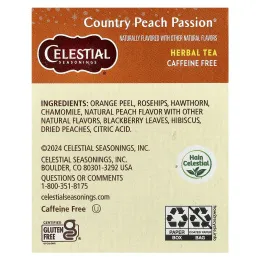 Celestial Seasonings, травяной чай, Country Peach Passion, без кофеина, 20 чайных пакетиков, 41 г (1,4 унции)
