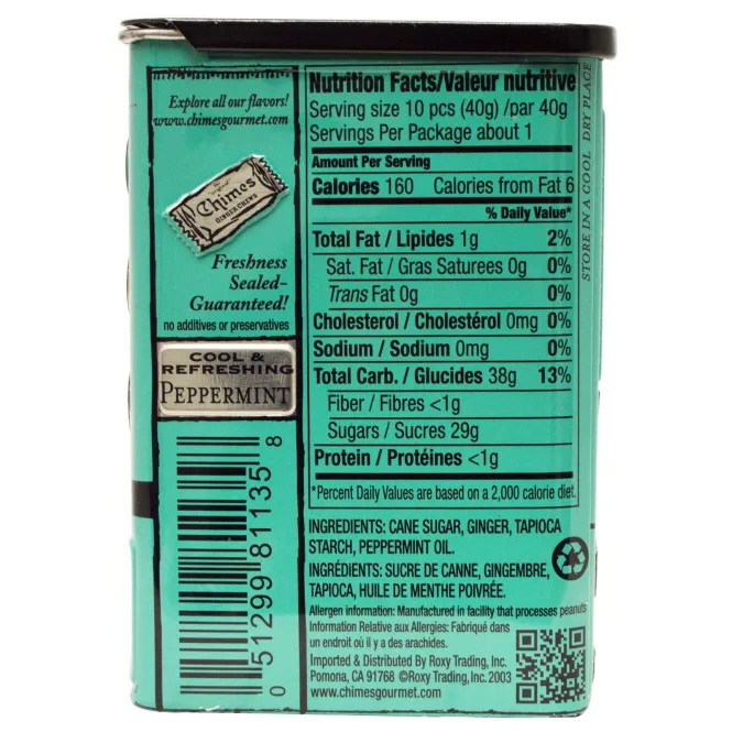 Chimes, Ginger Chews, Peppermint, 2 oz.