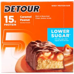 Detour, Батончики из сывороточного белка со вкусом карамели и арахиса, 9 батончиков, 1,5 унции (43 г) каждый