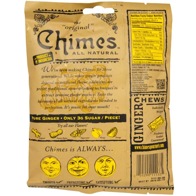 Chimes, Имбирные жевательные конфеты, арахисовое масло, 5 oz (141,8 г)