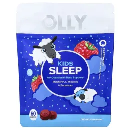 OLLY, детские жевательные таблетки для сна, со вкусом малины, 60 жевательных таблеток