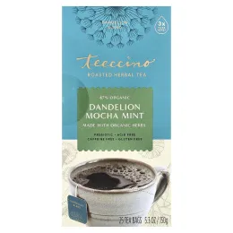 Teeccino, Жареный травяной чай, одуванчик, мокко и мята, без кофеина, 25 чайных пакетиков, 150 г (5,3 унции)