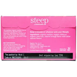 Bigelow, Стип, органический травяной чай, ройбуш-гибискус, 20 пакетиков, 0,91 унции (25 г)