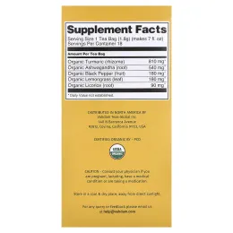 VAHDAM India, Infusions, куркума и ашваганда, без кофеина, 18 пакетиков для заваривания, 32,4 г (1,14 унции)