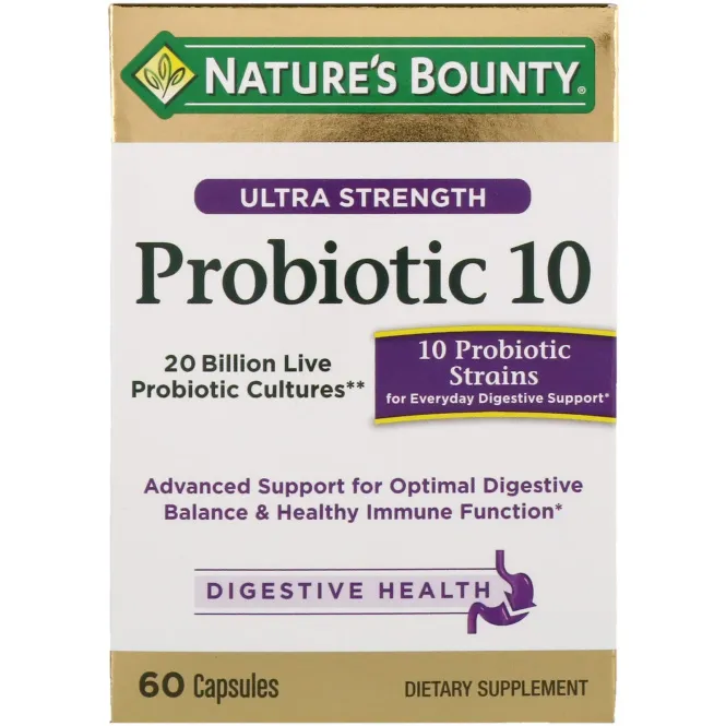 Nature's Bounty, Ультра эффективный пробиотик 10, 60 капсул