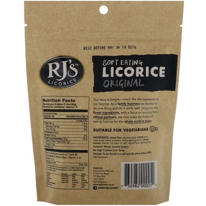 RJ's Licorice, Мягкая съедобная лакрица, Оригинальный продукт, 7,05 унц. (200 г)