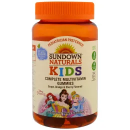 Sundown Naturals Kids, Детские жевательные мультивитамины, Диснеевские принцессы, со вкусом винограда, апельсина и вишни, 60 штук