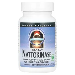 Source Naturals, NSK-SD®, наттокиназа, 200 мг, 60 веганских капсул
