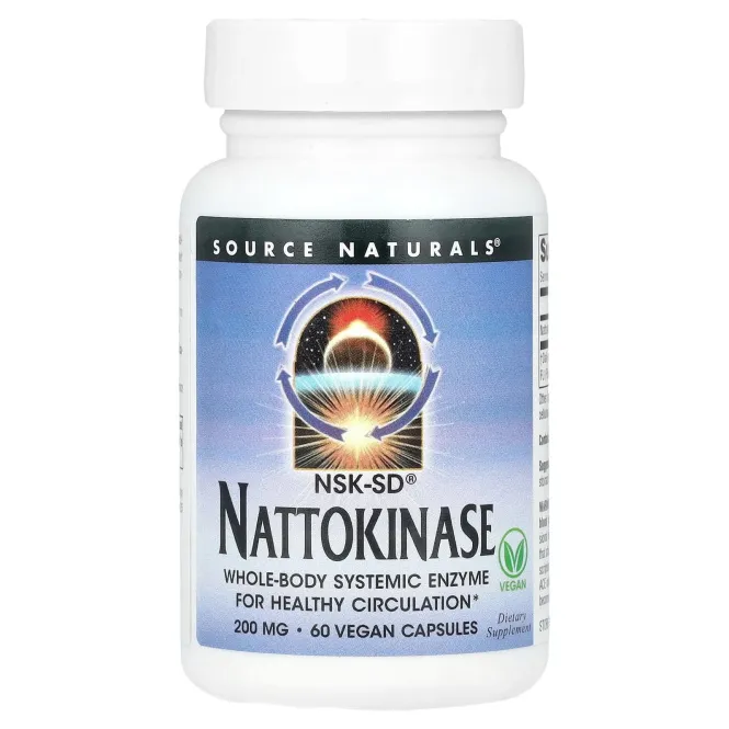 Source Naturals, NSK-SD®, наттокиназа, 200 мг, 60 веганских капсул