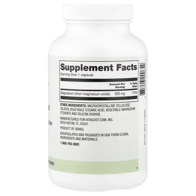 Vitacost, Everyday, магний, 500 мг, 180 капсул
