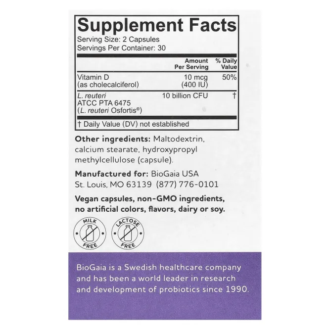 BioGaia, Osfortis с витамином D, 60 капсул