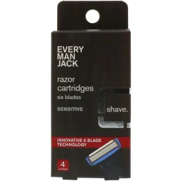Every Man Jack, Сменные лезвия для бритья, шесть лезвий, для чувствительной кожи, 4 лезвия