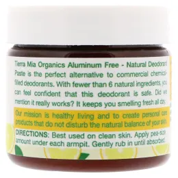 Tierra Mia Organics, Паста-дезодорант, лимон и вербена, 65 г (2 жидкие унции)