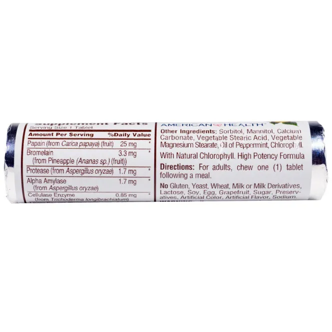 American Health, "Супер", фермент папайи плюс, жевательные таблетки, 16 ролов, по 12 таблеток каждый
