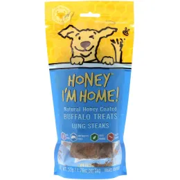 Honey I'm Home, Натуральные джерки баффало, покрытые медом, стейки из легких, 1,76 унц. (50 г)