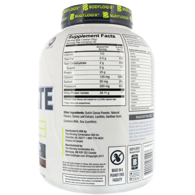 Bodylogix, Натуральный изолят, Роскошный шоколад, 4 фунта (1,8 кг)