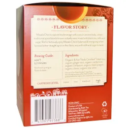 Rishi Tea, Органический черный чай, масала, 15 чайных пакетиков, 1.85 унций (52.5 г) каждый
