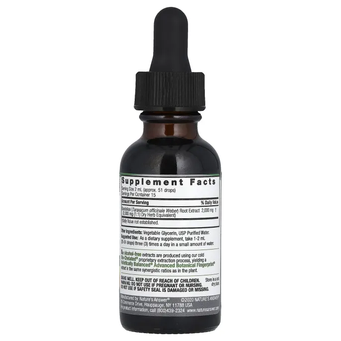 Nature's Answer, Одуванчик, без спирта, 2000 мг, 1 жидкая унция (30 мл)