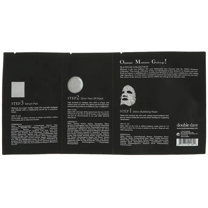 Double Dare, OMG!, Platinum Silver Facial Mask Kit, 1 Kit