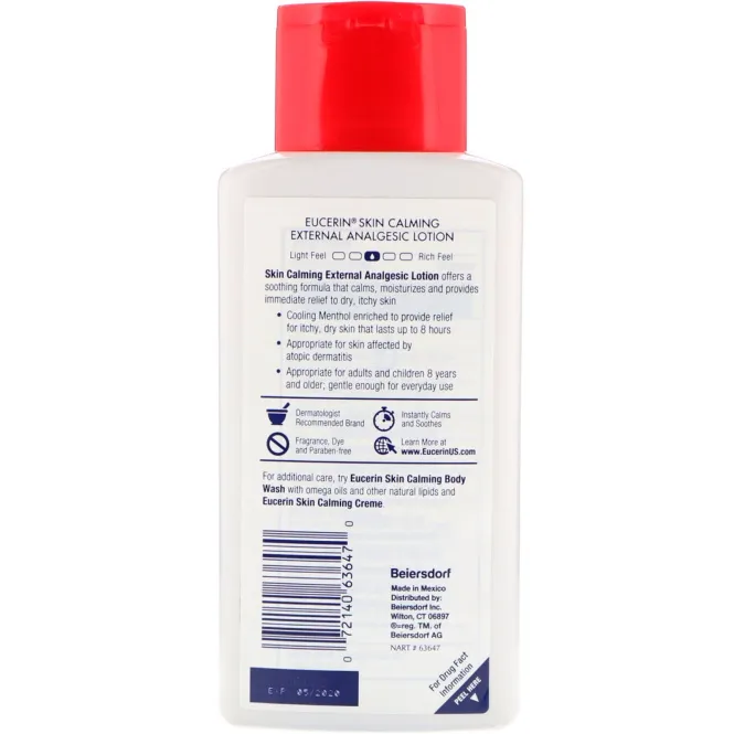 Eucerin, Успокаивающее кожу средство, болеутоляющий лосьон для наружного применения, без запаха, 6,8 ж. унц. (200 мл)