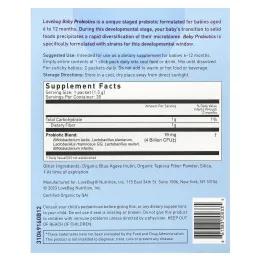 LoveBug Probiotics, Детские пробиотики, для детей от 6 до 12 месяцев, 4 млрд КОЕ, 30 порционных пакетиков