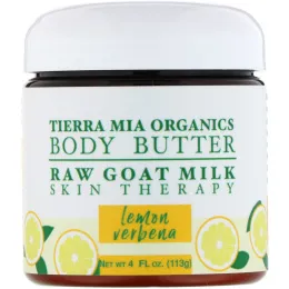 Tierra Mia Organics, Масло для тела, сырое козье молоко, терапия для кожи, лимонная вербена, 4 жидких унции (113 г)