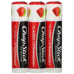 Chapstick, Защитный бальзам для губ, «Классическая клубника», 3 тюбика по 4 г