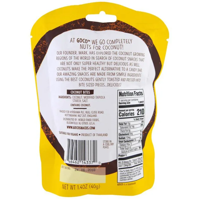GoCo, Хрустящие кокосовые кусочки, Просто кокос, 1,4 унции (40 г)