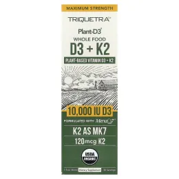 Triquetra Health, Plant-D3®, цельнопищевые витамины D3 и K2, 30 мл (1 жидк. унция)