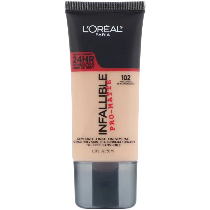 L'Oreal, Тональная основа Infallible Pro-Matte, оттенок Shell Beige 102, 30 мл
