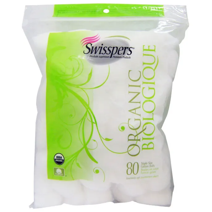 Swisspers (Organic Essentials), Ватные шарики тройного размера, 80 штук