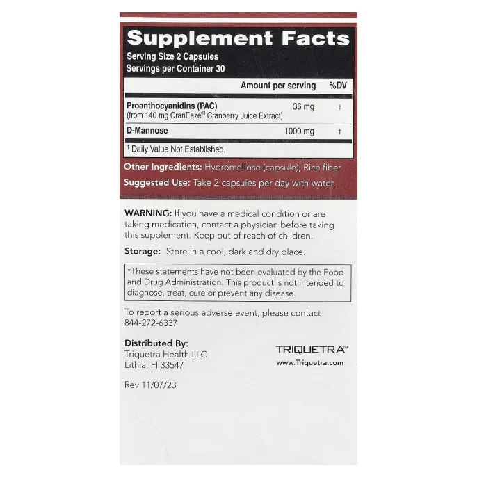 Triquetra Health, CranEaze®, экстракт клюквенного сока, 60 капсул