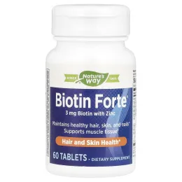 Nature's Way, Biotin Forte, 3 мг с цинком, 60 таблеток
