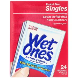 Wet Ones, Антибактериальные салфетки для рук со свежим ароматом, 24 отдельно упакованных салфетки