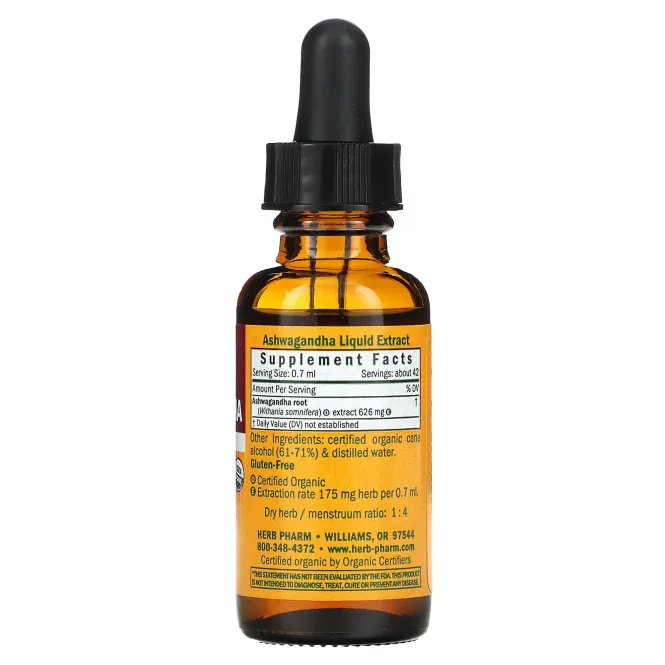 Herb Pharm, Ашваганда, цельный корень, 1 жидкая унция (30 мл)