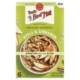 Bob's Red Mill, Овсянка быстрого приготовления, цельнозерновые, яблоко и корица, 6 пакетиков по 45 г (1,59 унции)