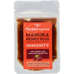 Wedderspoon, Manuka Honey Plus, Immunity, Tart Cherry with Sunflower Seedbutter, 5 Pouches, 1.1 oz (30 g) Each