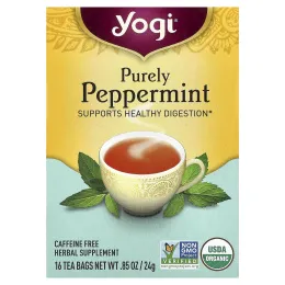 Yogi Tea, Purely Peppermint, без кофеина, 16 чайных пакетиков, 24 г (0,85 унции)